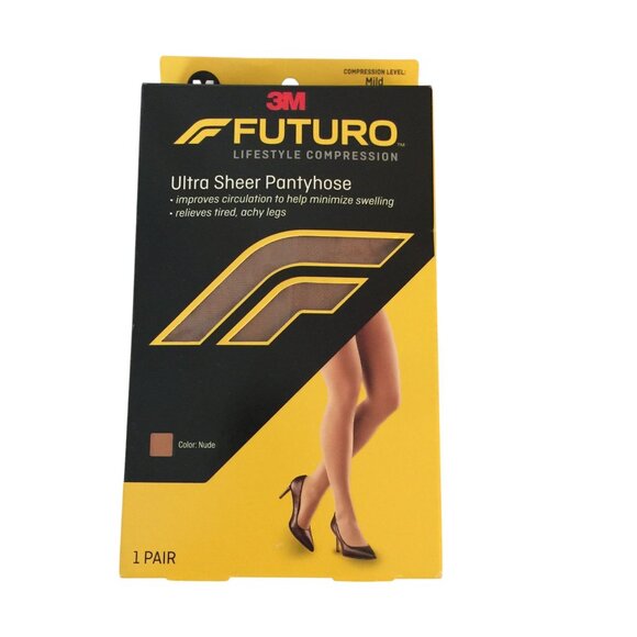 3M Futuro Ultra Sheer Pantyhose Medium Mild Compression Nude - Picture 1 of 6